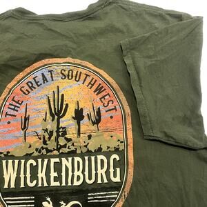 Wickenburg Arizona Men Large Graphic Shirt Green Short Sleeve Destinations Shirt